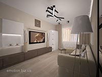 светлый интерьер гостиной с черными акцентами